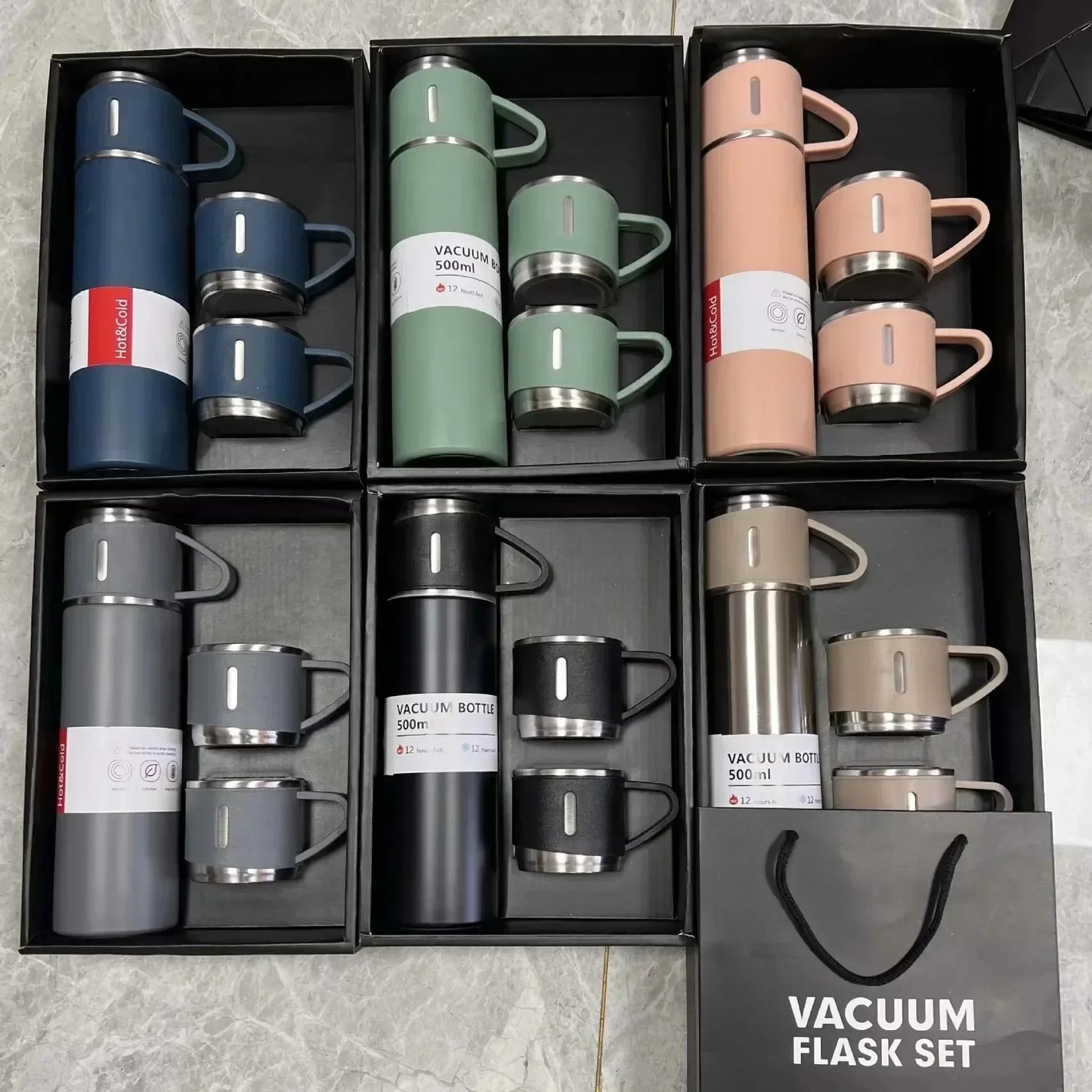 Elite Stainless Steel Vacuum Insulated Bottle & Coffee Mug Set – 500ml